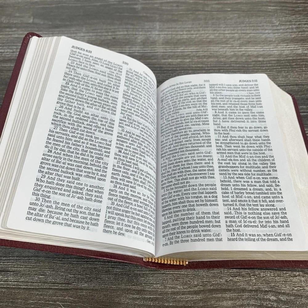 Holman KJV Burgundy Leather Large Print Compact Bible WOC in Red‎ Letter